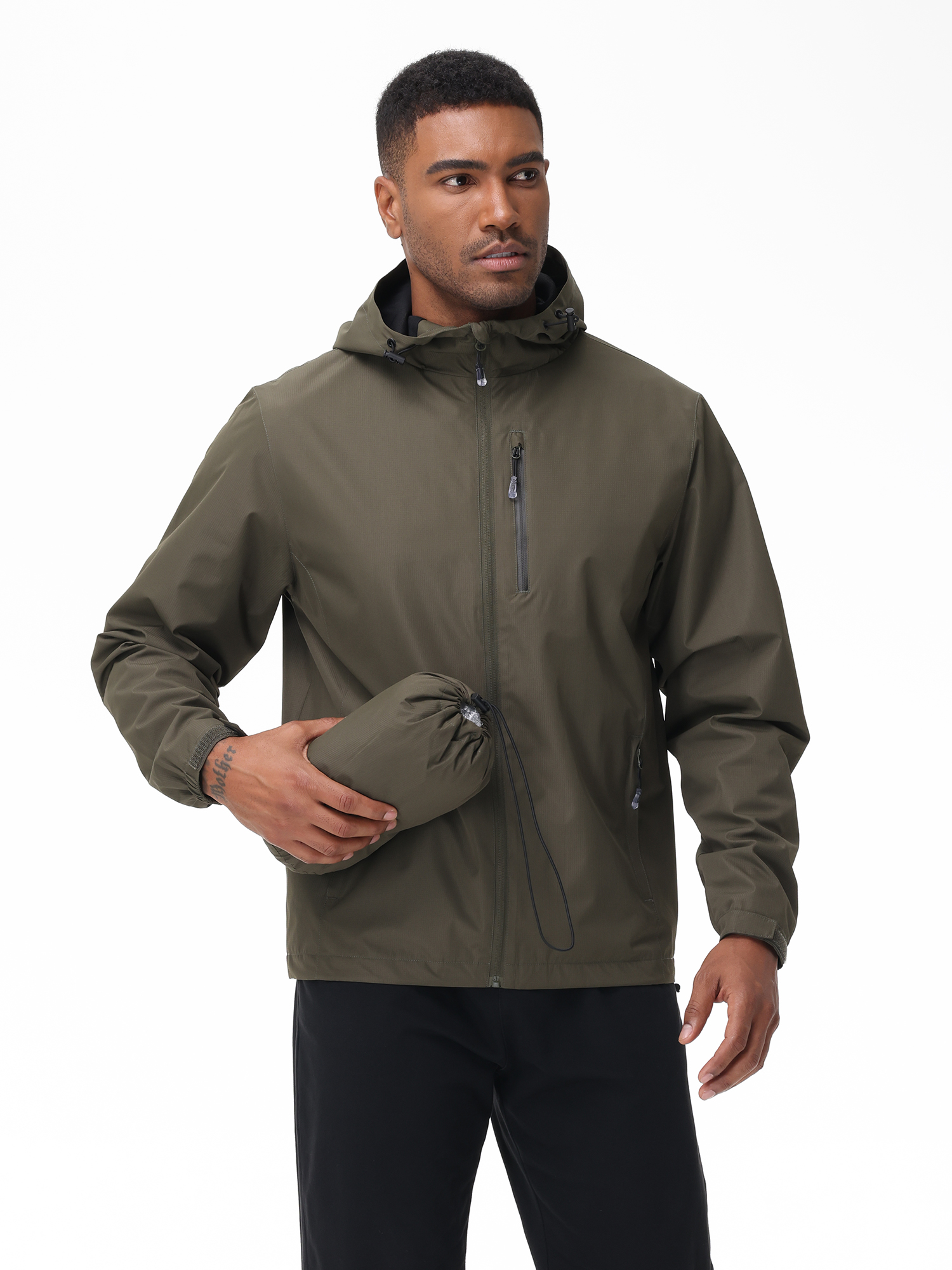 Sommer-Herren-Regenmantel, wasserdichte, leichte, atmungsaktive Jacke für Camping, Wandern, Radfahren, Angeln, mit Innentasche