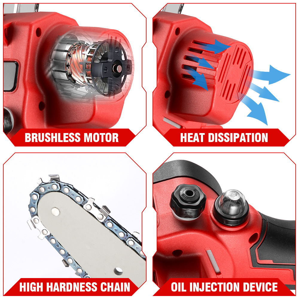 ONEVAN 4500W Borstelloze Elektrische Kettingzaag Draadloze Oplaadbare Handheld Snijden Hout & Pijp Power Tool Voor Makita 18V Batterij pin