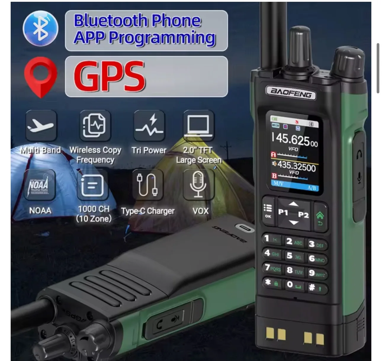 Baofeng DM32 10W DMR Digital analógico U/V modo de doble banda GPS APRS Walkie Talkie de largo alcance AM FM NOAA tipo C carga Radio bidireccional