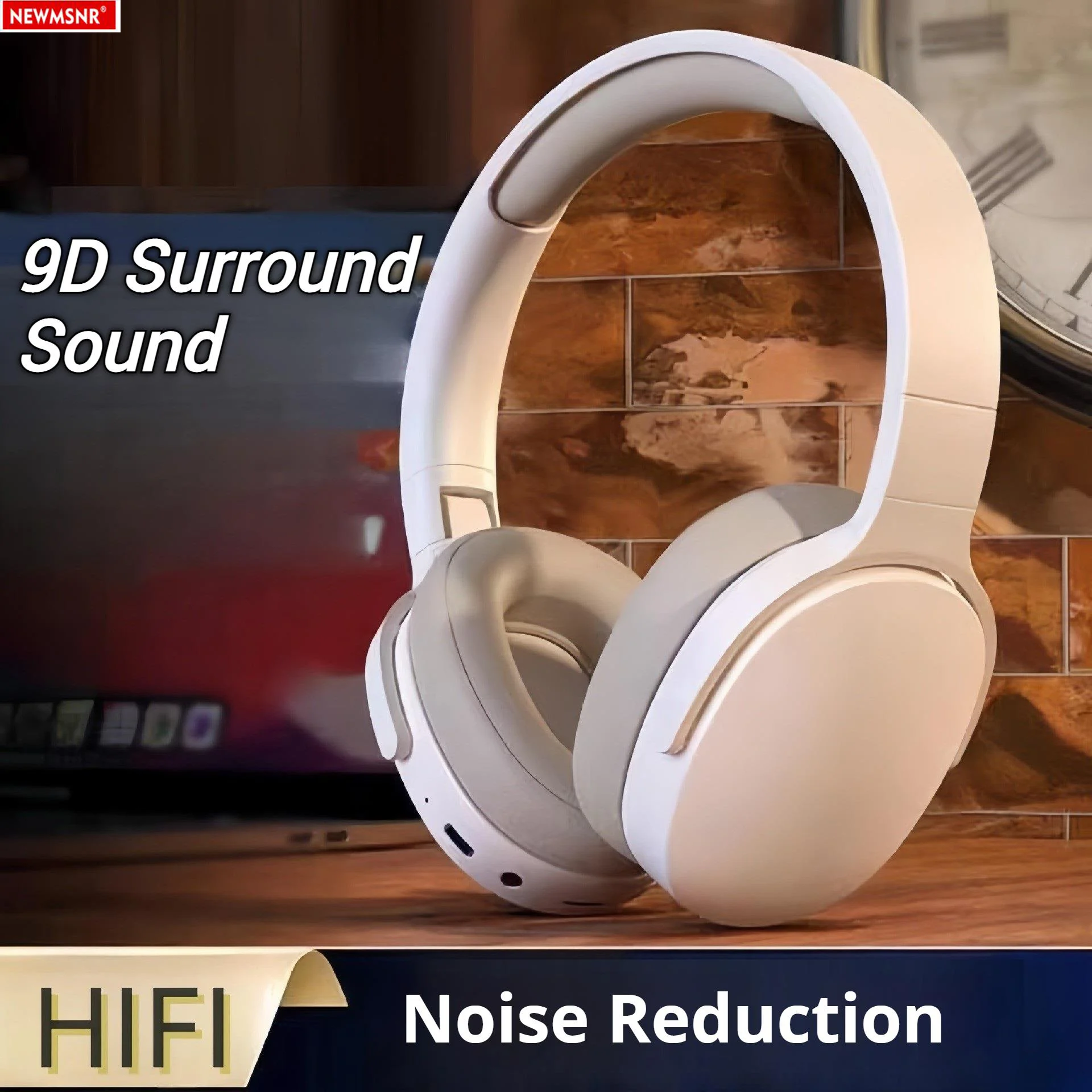 Auriculares inalámbricos con Bluetooth y sonido envolvente 9D, auriculares con graves profundos, auriculares deportivos para juegos, reproductor de música con reducción de ruido en micrófono HD