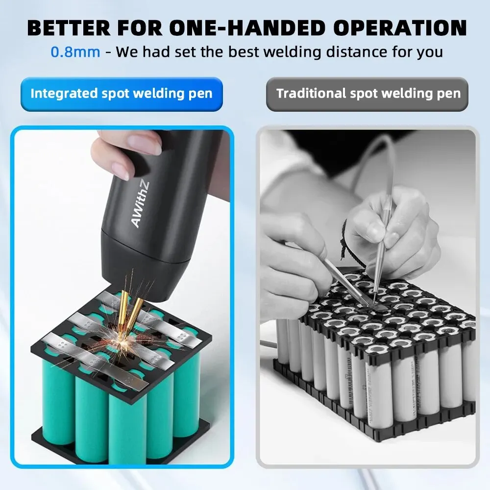 AWithZ 90 Gears Adjustable Spot Welder Portable Handheld Spot Welding Machine Energy Storage Spot Welding DIY for 18650 Battery