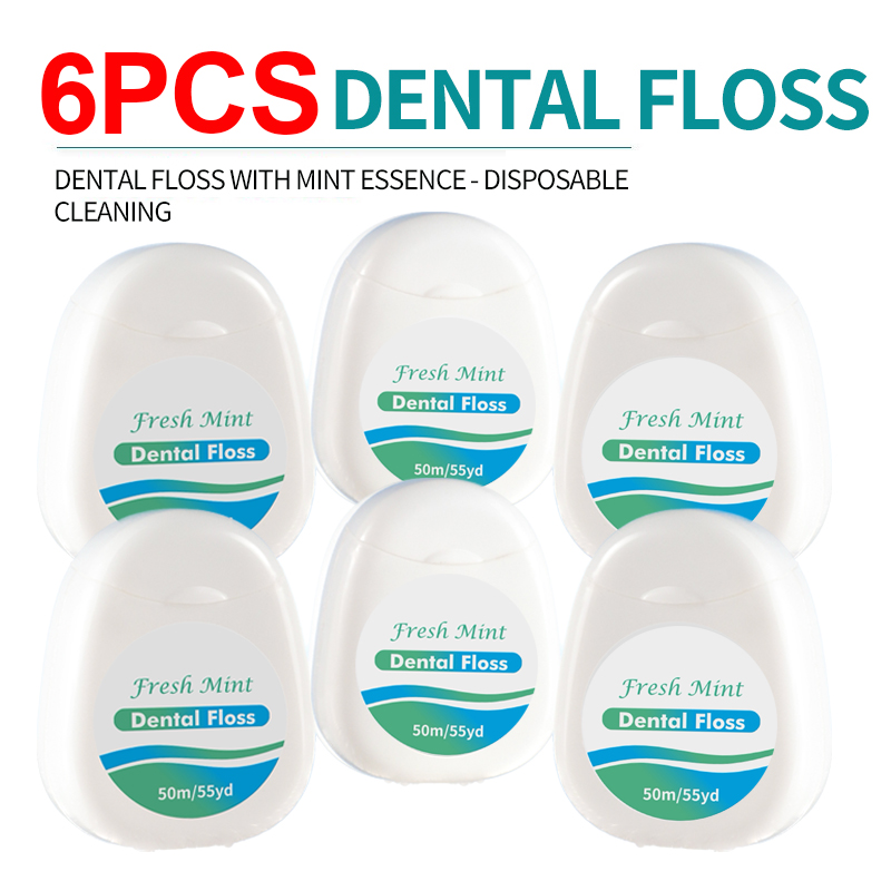 6/3/1 pcsWhite Box Mint Dental Floss Roll - Cleaning Oral Tools - Dental Floss Stick Adult Home Set - Cleaning Interdental Brush