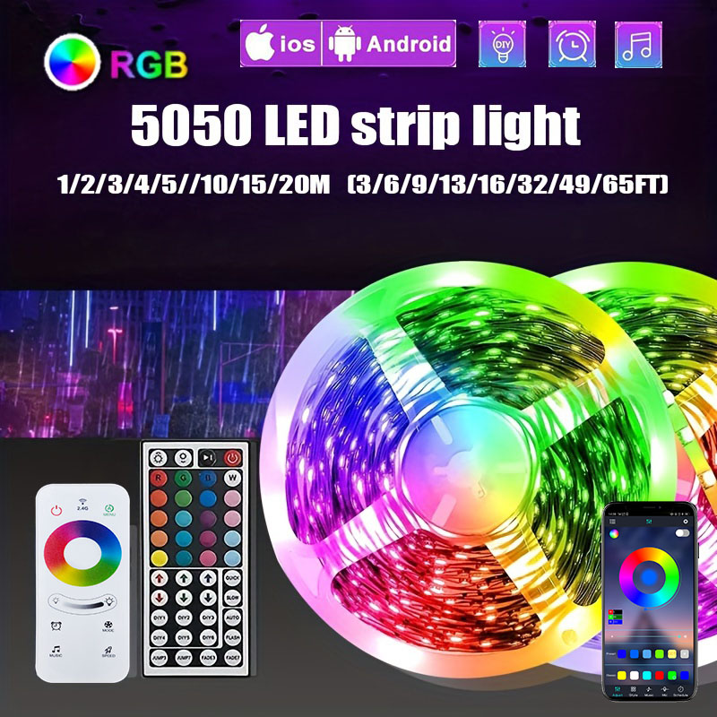 Tira de luces LED RGB USB de 1-30M/100 pies SMD 5050 aplicación Bluetooth Control remoto táctil DC5V tira de neón retroiluminación de TV para decoración del hogar