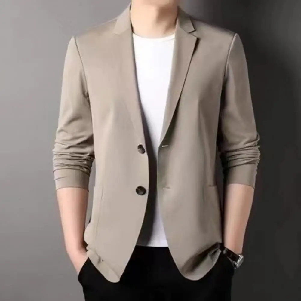 Men Suit Coat Luxurious Formal Business Suit Jacket Solid Color Personal Style Single Breasted Clean Shoulder Line Jacket