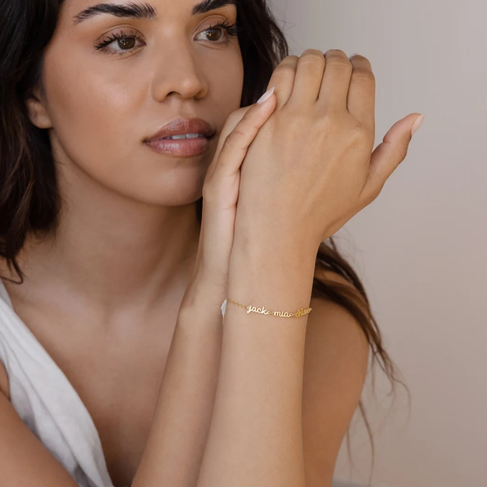 Pulseira de marca personalizada, pulseira com nome personalizado, nome duplo ou nome triplo personalizado, presente para namorada
