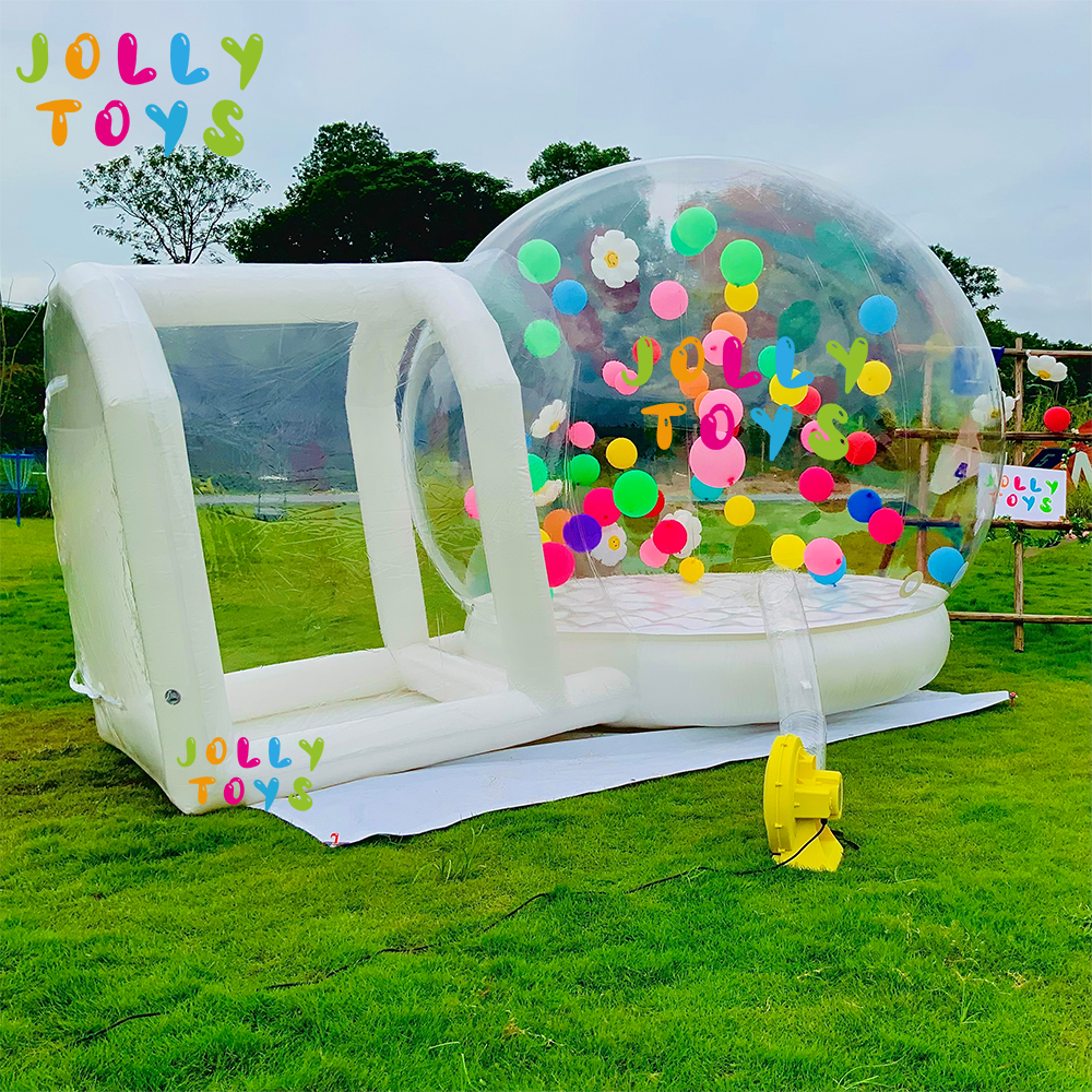 JOLLY TOYS Balloon inflatable bubble house with trampoline and transparent dome PVC material  with blower
