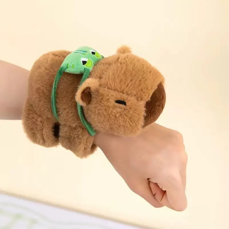 Mooie Capybara Animal Slap Snap Wrap Polsbandje Armband Pluche Knuffeldier Kawaii Capybara Hand Ring Polsbandje Kid Grappig Speelgoed