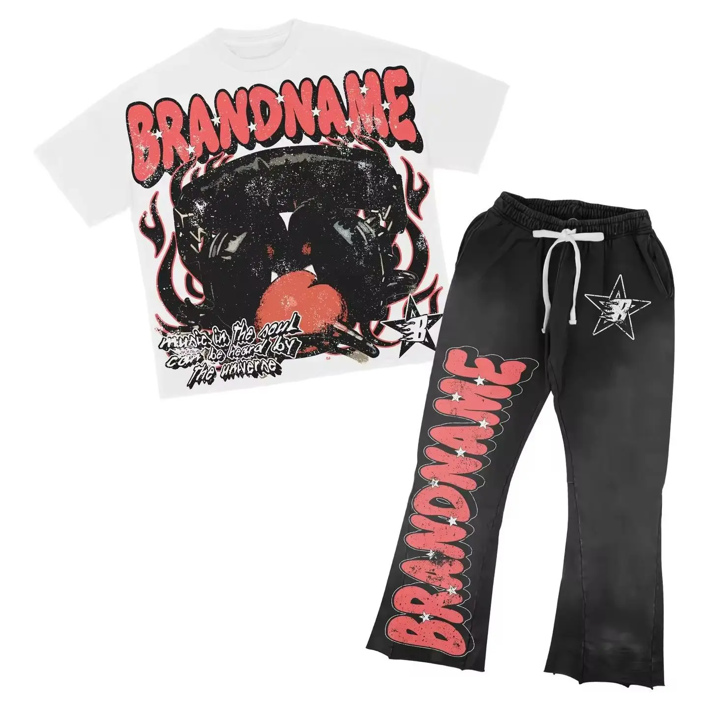 Roupas de verão masculinas conjunto de casal ternos de moda padrões personalizados estampas roupas estilo americano rua graffiti camisetas