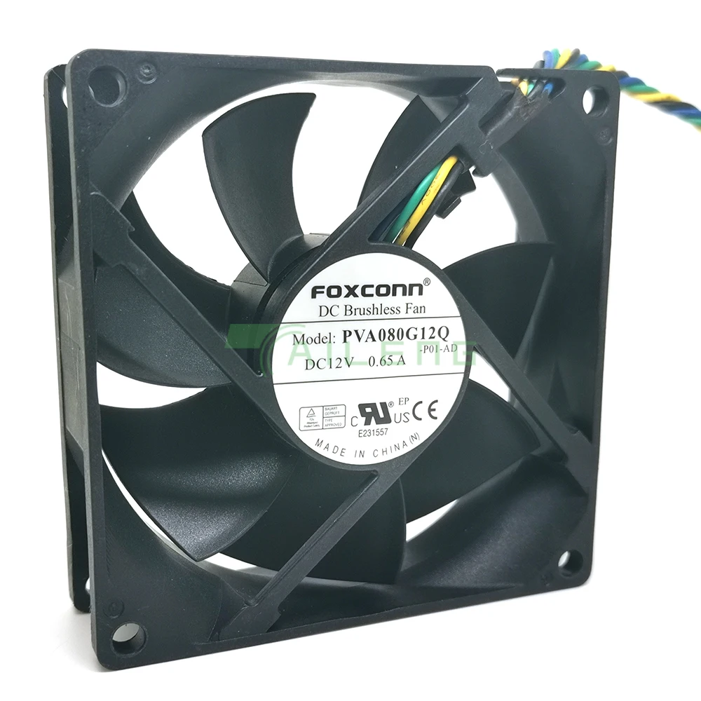 New 80mm 8025 12V PWM Cooling Fan Foxconn PVA080G12Q  80X80X25mm 59CFM 4Wire 4Pin Cooler for Server Computer