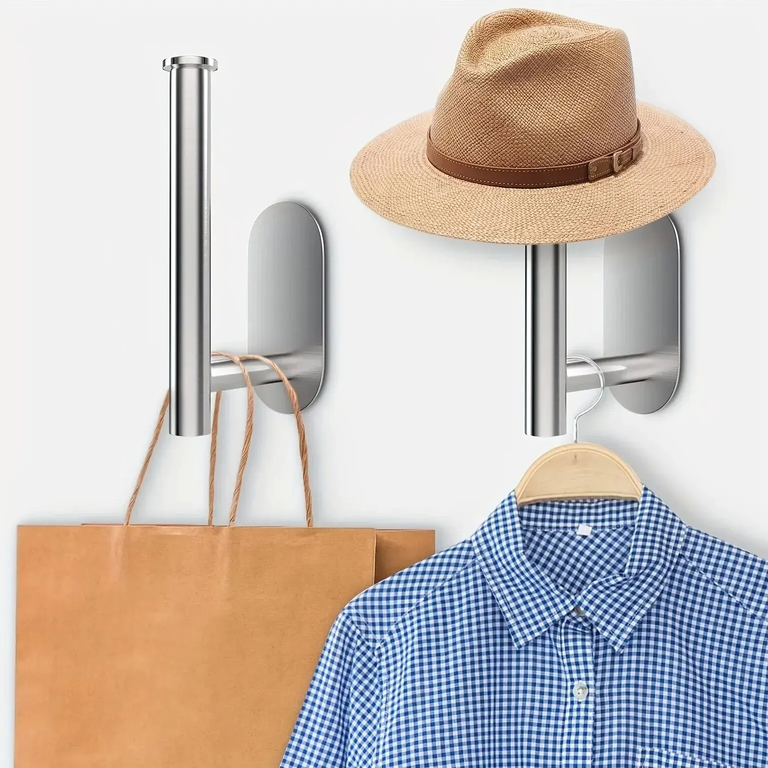1 Stück Baseballkappen-Aufhänger aus Edelstahl – an der Wand montierter Hut-Organizer mit stanzfreiem Design