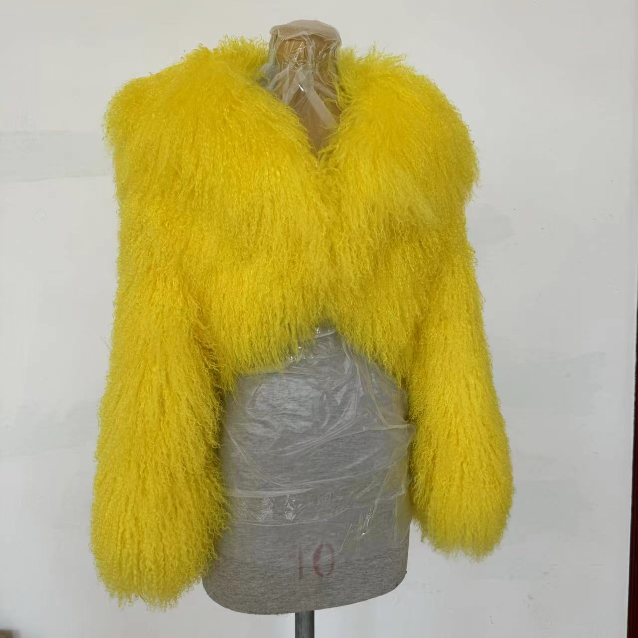 Mongolian Fur Coats Fur lapel Jacket Women Elegant Fluffy Solid Thicken Warm Long Sleeves Coats Winter Chic Oversize Lady