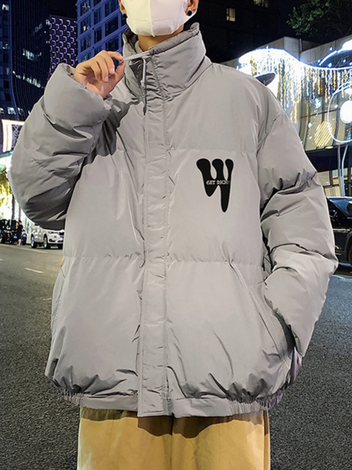 Men's Lightweight Cotton Jacket American Sle Stand Collar Thickened Short Bread Sle Coat Youth Fashionable Outerwear