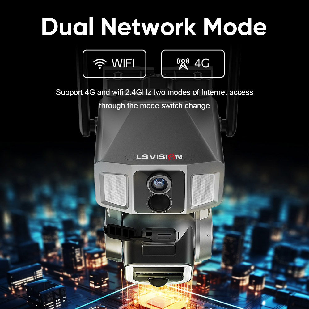 Ls vision 12mp 6k 10x zoom tela dupla câmera solar ao ar livre 4g/wifi 2 em 1 três lentes dupla detecção pir rastreamento automático cctv cam