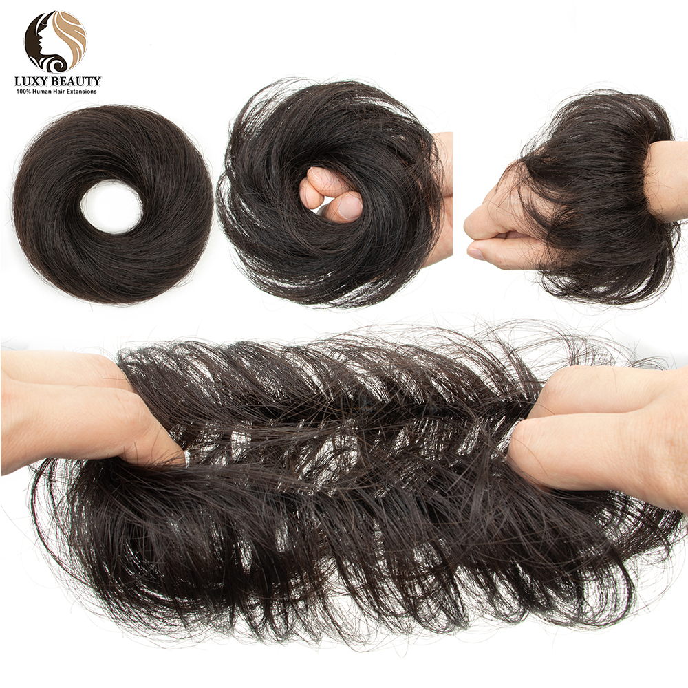 Moños de cabello humano, postizo de cola de caballo, piezas de cabello brasileño, moño para mujeres, Scrunchies, Updos, moño de Donut, extensiones de cabello humano 100%