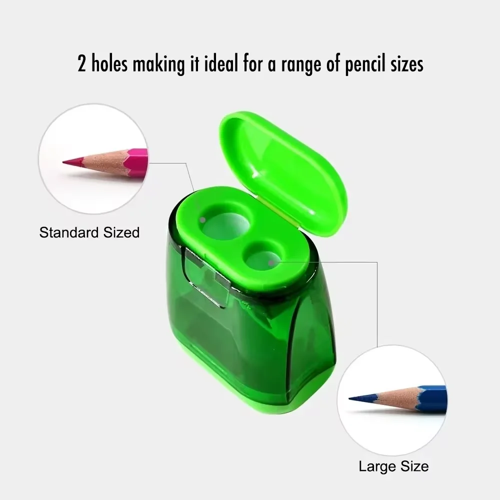 1pc studente plastica colore trasparente temperamatite geometrico doppio foro schizzo temperamatite temperamatite manuale