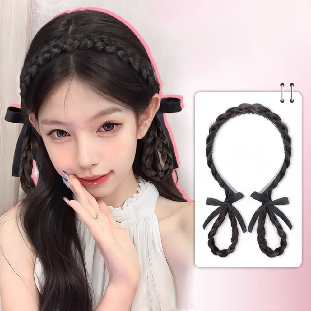 Synthetische Perücken, süßes Hängeohren-Kaninchen, natürlicher gedrehter Zopf, Perücke, Stirnband, Kopfschmuck, Mädchen-Accessoires