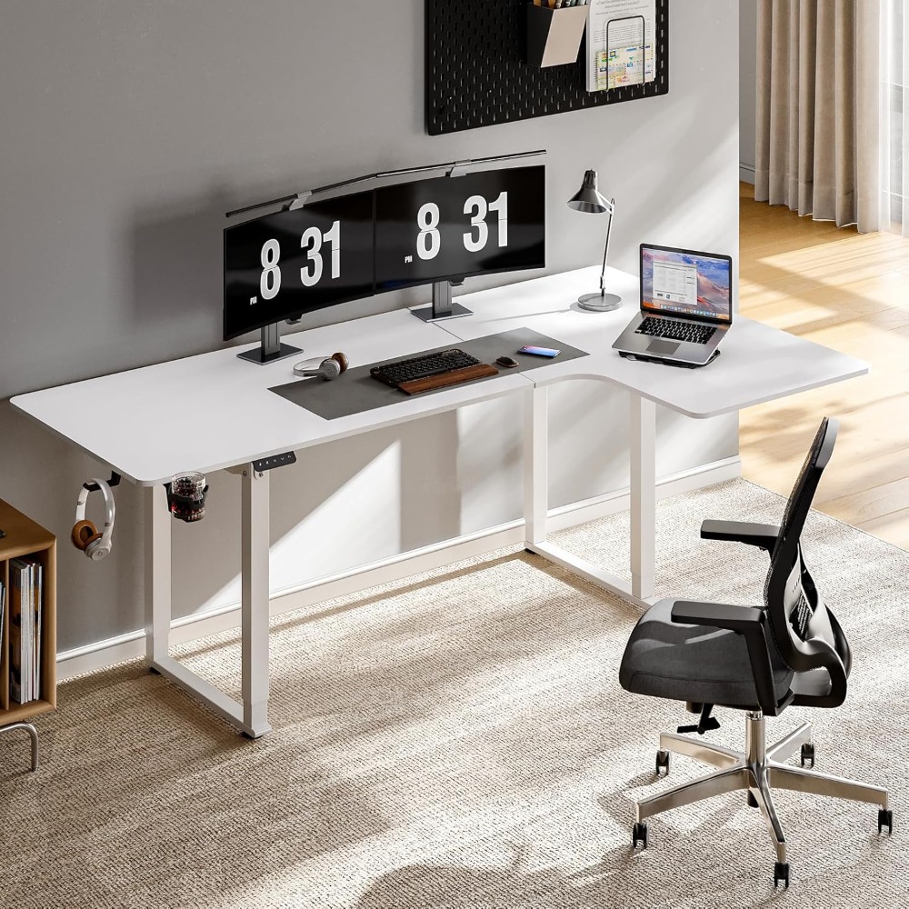 Standing Desk, 71x43 Inches L Shaped Desk with 4 Legs, Dual Motor and Memory Controller, Electric Stand Up Desk Adjustable Heigh