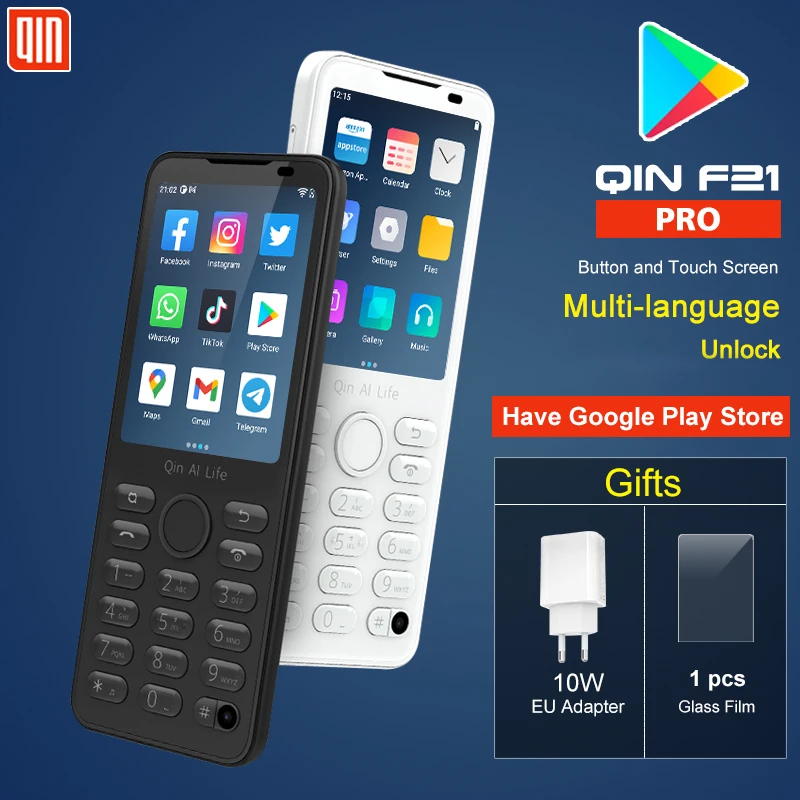 Google Play Store ใหม่ Qin F21 Pro สมาร์ทหน้าจอสัมผัสโทรศัพท์ 2.8 นิ้ว 3GB + 32GB / 4GB 64GB Bluetooth 5.0