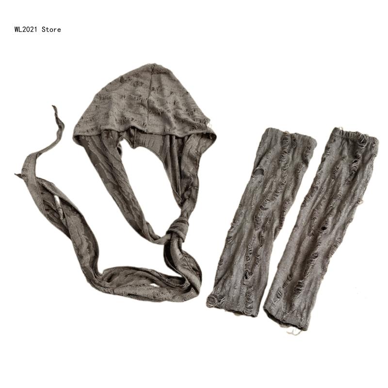 Damen-Kapuzenschal, dünn, zerrissen, Halsband, Distressed-Gürtel, langer Krawattenschal, Oversleeve