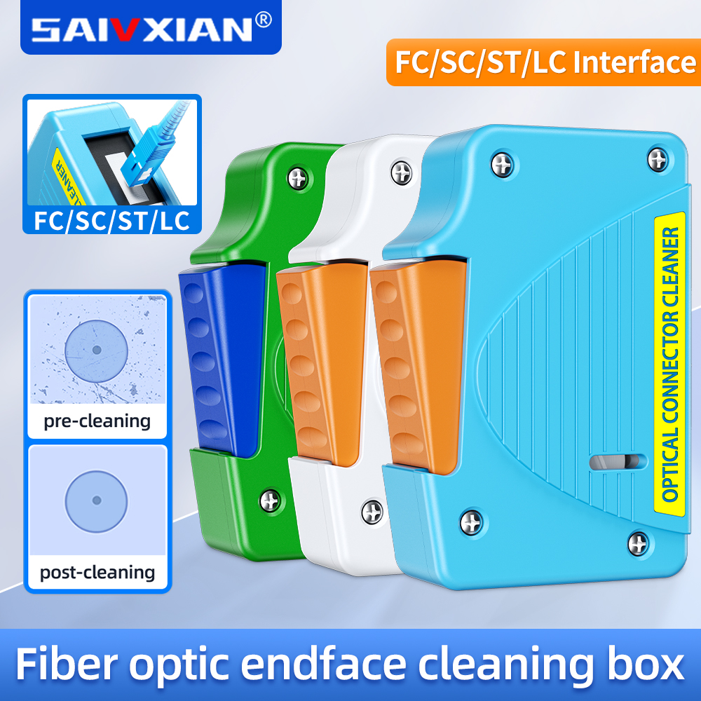 SAIVXIAN 섬유 끝면 청소 상자 피그 테일 클리너 카세트 섬유 닦아 도구 SC/ST/FC 용 Ftth 광섬유 클리너 도구