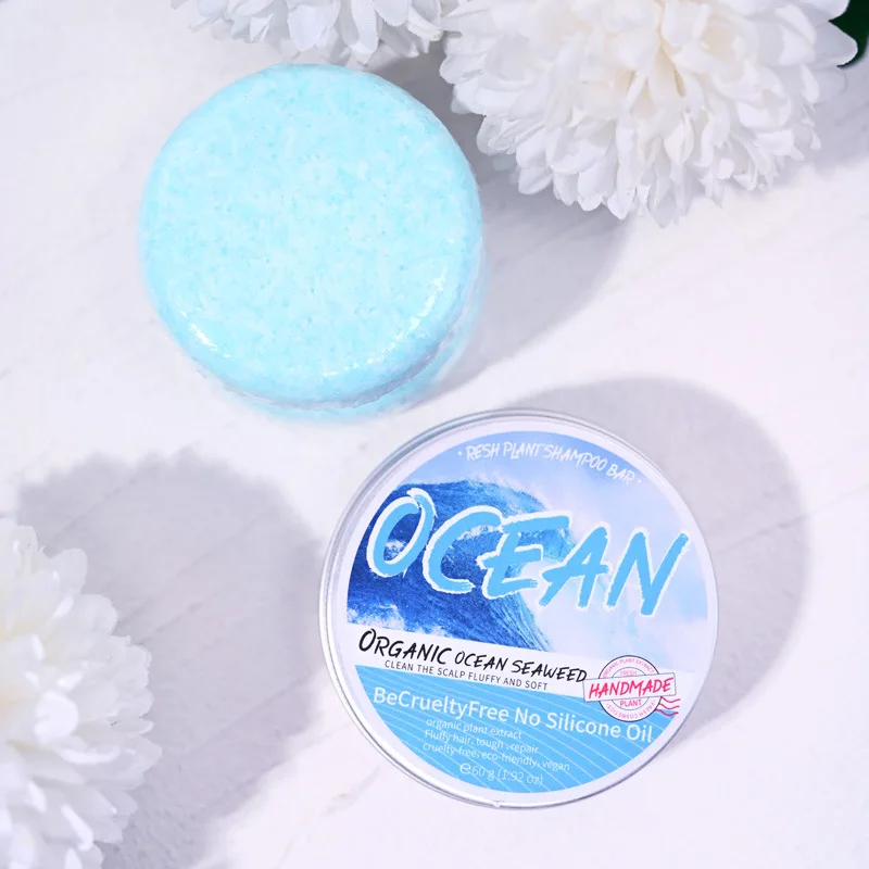 Sabonete shampoo com fragrância fresca do oceano, sabonete shampoo à base de plantas, sabonete com sal marinho, limpeza profunda, remoção de óleo, remoção de caspa, smoot