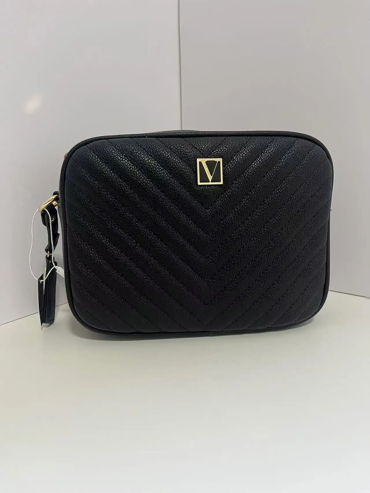 Bolso de mujer Monedero con colcha en V y cadena de metal con cremallera