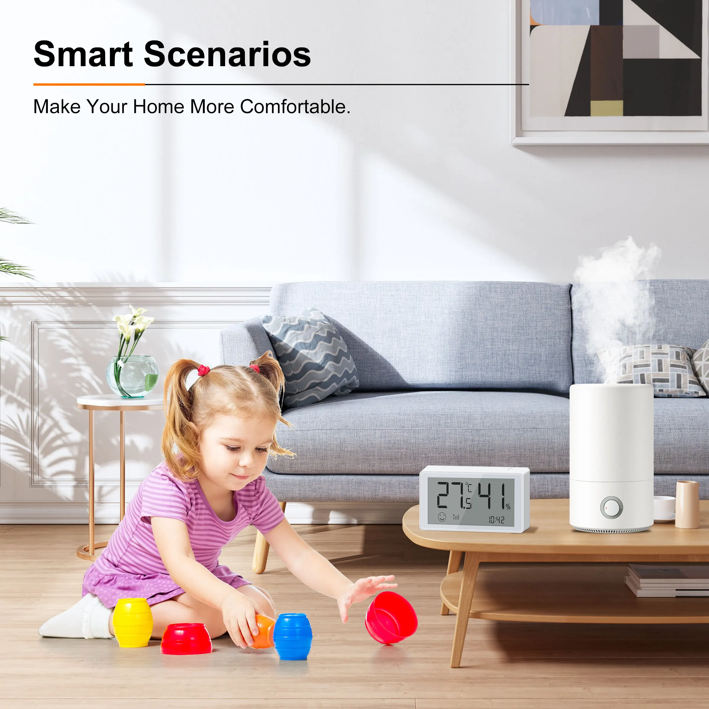 GIRIER Tuya Smart ZigBee Датчик температуры и влажности Цифровой термометр Крытый гигрометр Совместим с Alexa Hey Google