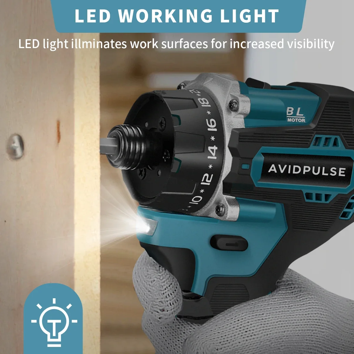 ไขควงไฟฟ้าไร้สาย AvidPulse 20+1 แรงบิด 1/4 นิ้ว Brushless 280N.m เครื่องมือไฟฟ้าสำหรับแบตเตอรี่ Makita 18v
