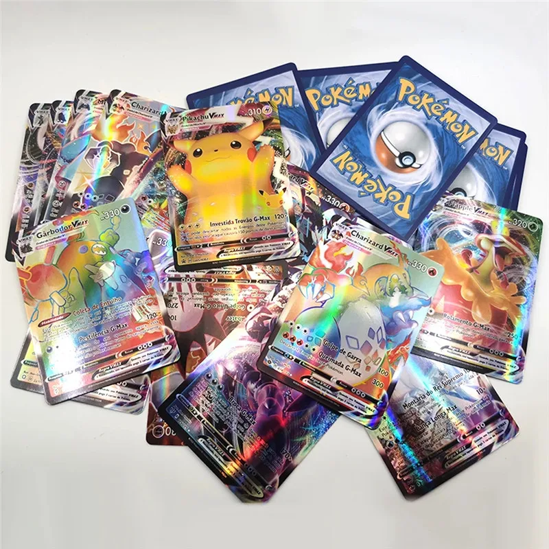 การ์ดโปเกมอนโปรตุเกส Vmax Charizard Pikachu Carte เกมโปเกมอน Battle Carte Trading Shining Cards
