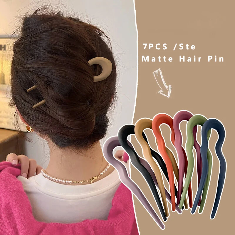 7 unids/set de palillos para el cabello mate en forma de U, horquilla acrílica de acetato a la moda, tocado de diseño geométrico, accesorios para el cabello para mujeres y niñas