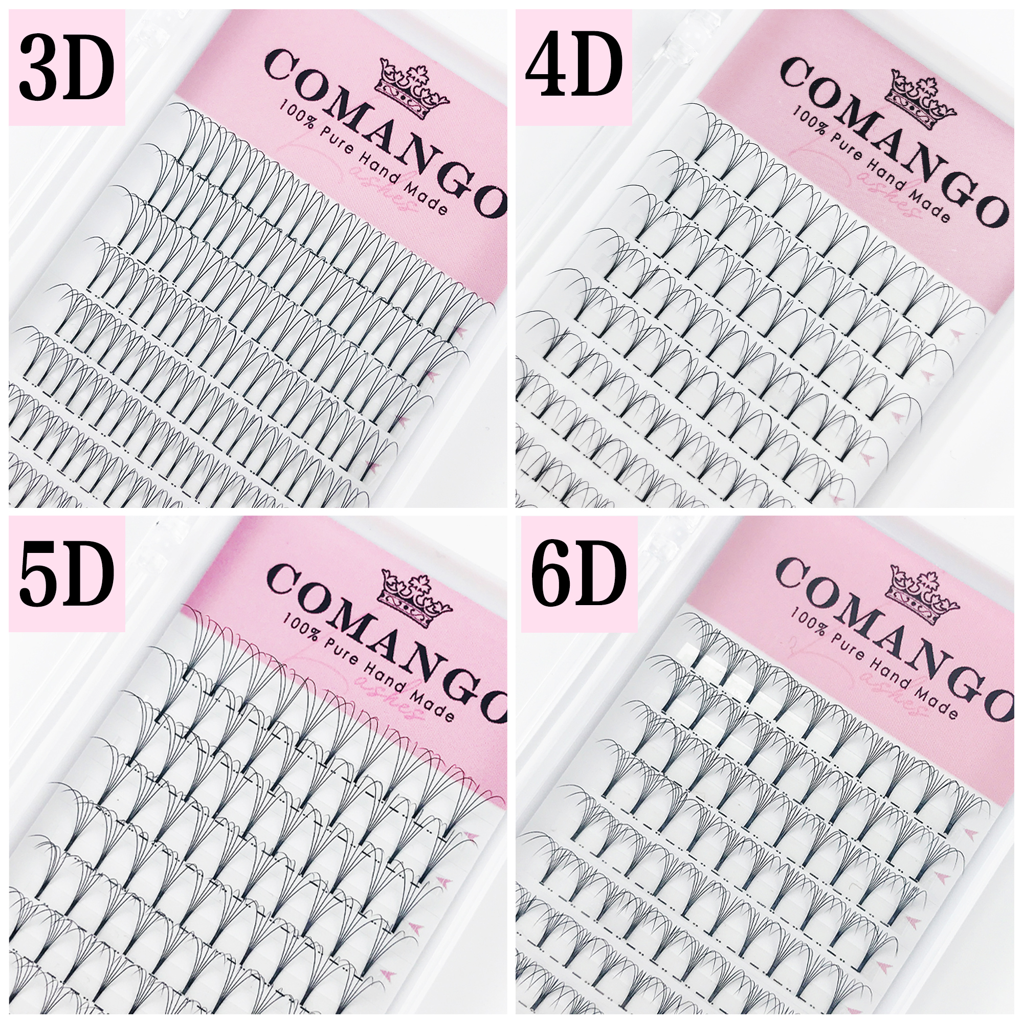 CoMango Premade Nga Khối Lượng Thân Ngắn Lông Mi Mở Rộng Rộng Người Hâm Mộ 3D 4D 5D 6D 10D Faux Mink LÔNG MI LÔNG Mi Bán Buôn
