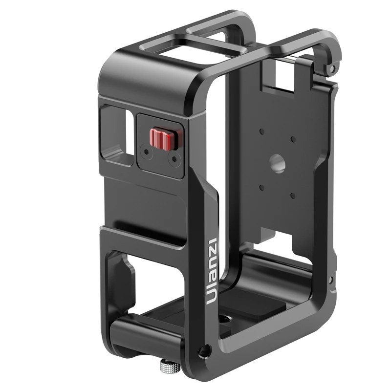 Ulanzi DJI OSMO ACTION 5 4 3 Funda de marco protector completo de liberación rápida con zapata fría Jaula de metal con orificio de 1/4 Soporte plegable GoPro