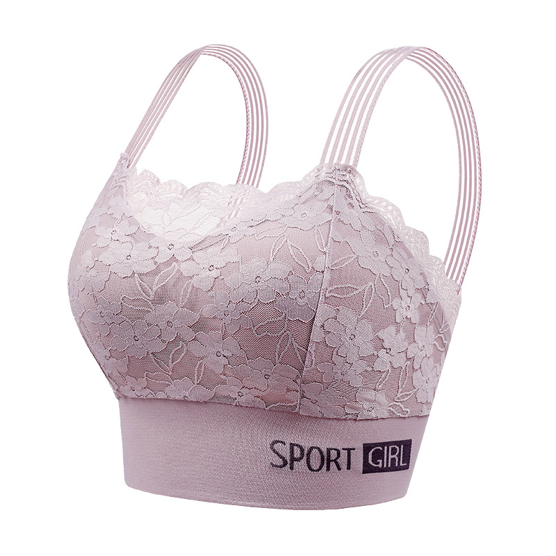1 ชิ้น Contrast Lace Wireless Bra, Comfy & Elegant Scallop Trim Bra, ชุดชั้นในสตรีและชุดชั้นใน