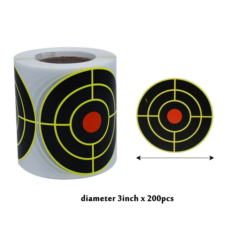 Rollo de 100/200 Uds. De pegatinas adhesivas de tiro de 3 pulgadas, pegatinas de objetivos contra salpicaduras