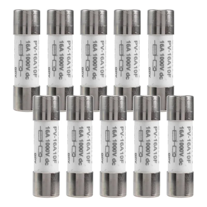 AC57-10 Pcs 1000 VDC Fuse Solar PV Explosion-Proof Fuse Silver