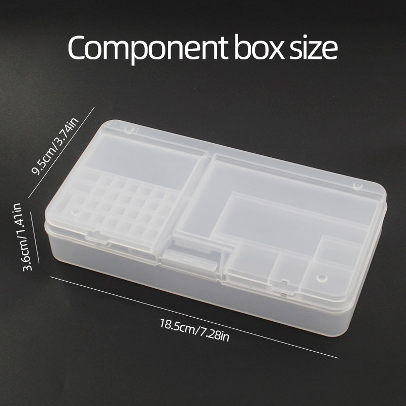 Boîte, composants électroniques, rangement en plastique Transparent, petits accessoires à vis, grille de Classification des outils