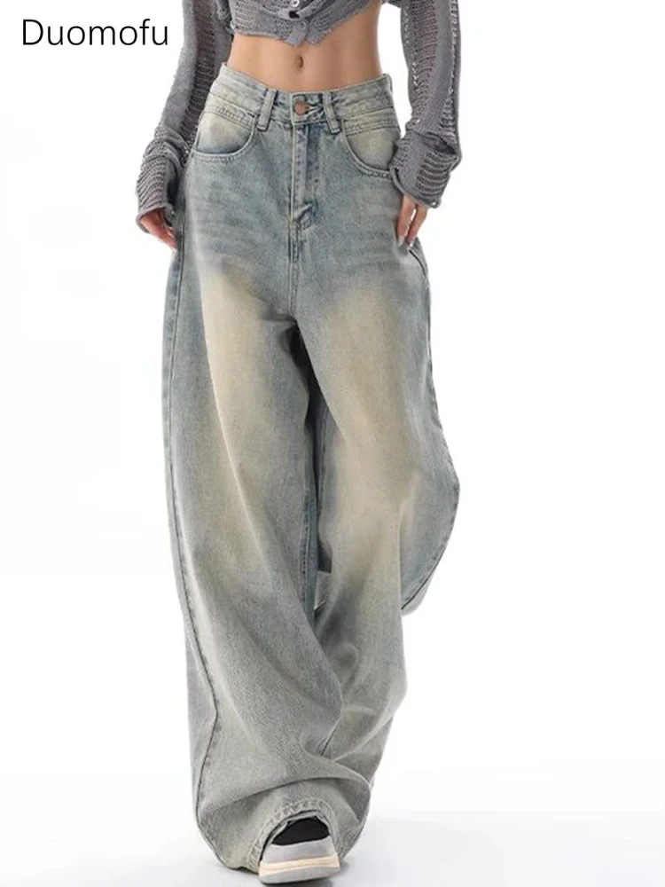 Duomofu Herbst neue Vintage lose einfache lässige weibliche Jeans amerikanische klassische hohe Taille schlanke Mode Distressed S-XL Frauen Jeans