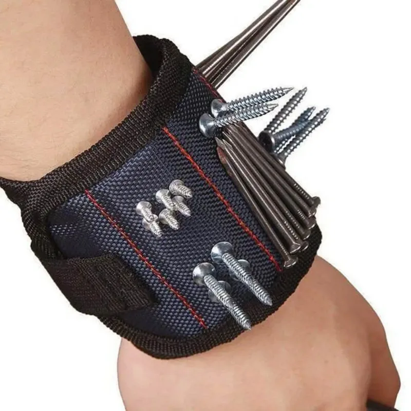 สายรัดข้อมือแม่เหล็กแบบพกพากระเป๋าเครื่องมือแม่เหล็กช่างไฟฟ้านาฬิกาข้อมือเครื่องมือเข็มขัดสกรูเล็บเจาะ Bits สร้อยข้อมือสําหรับซ่อมเครื่องมือ