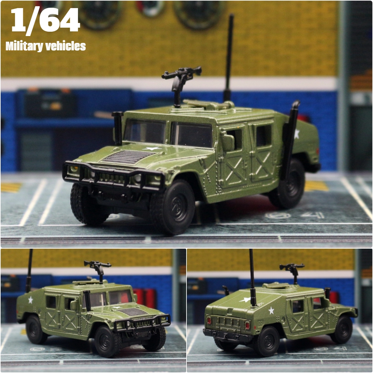 Hummer-vehículo militar del ejército H1, modelo en miniatura, coche de juguete de aleación de Zinc, ruedas gratis, colección de Metal fundido a presión, regalo para niños, 1/64