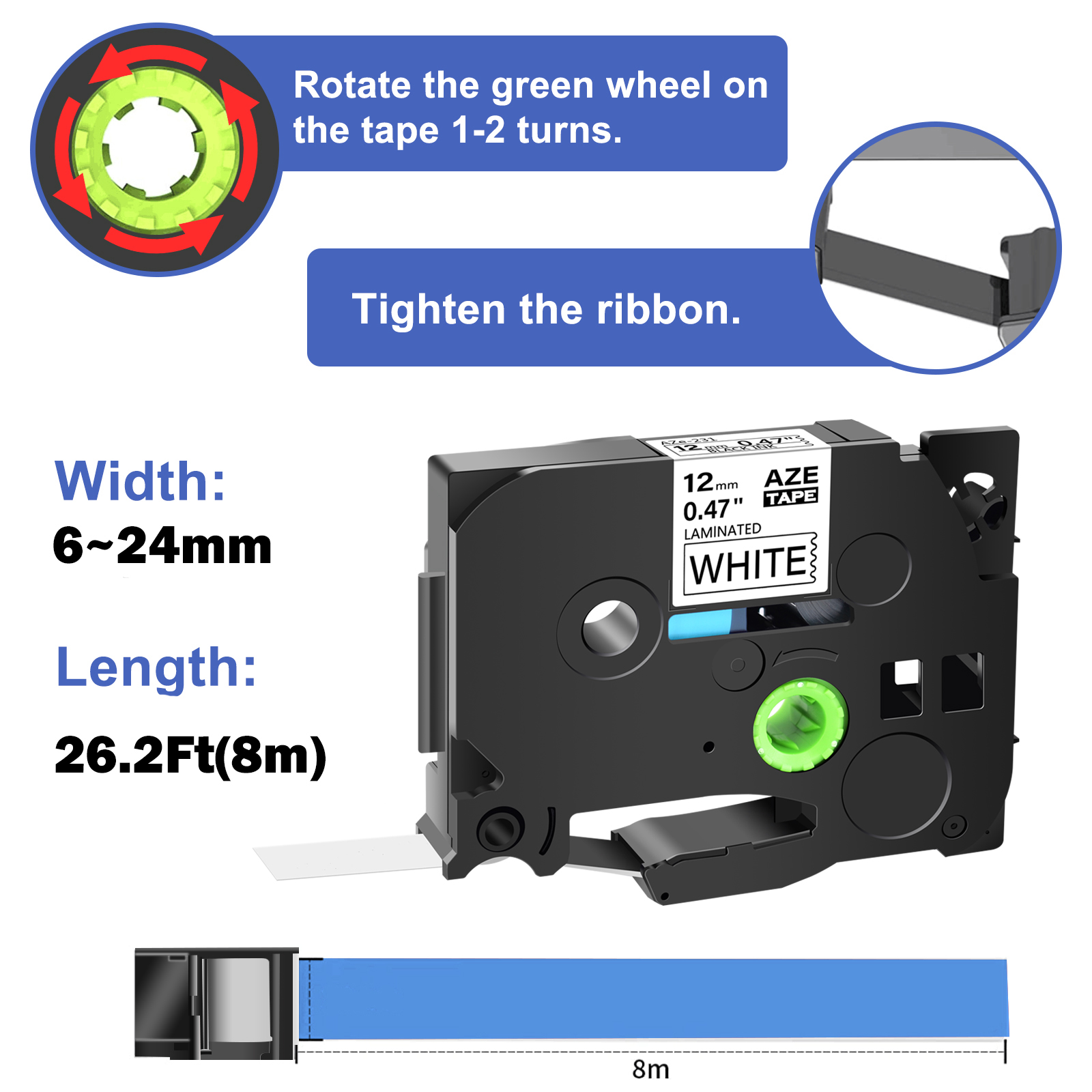 1PK 互換ブラザー TZE テープ 231 241 251 S231 リボン 6/9/12/18/24 ミリメートルラミネートテープブラザー P-touch ラベルプリンタ用