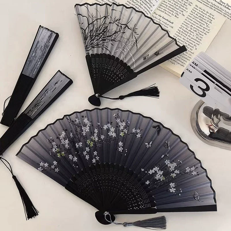 Handvouwventilator Bamboe Zijde Chinese Fan Vrouwen Afdrukken Fan Zomer Vrouwelijke Dans Vouwventilator Party Gift Handventilatoren Voor Vrouwen Cool