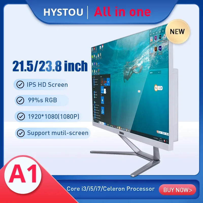 23.8inch All In One PC Gaming Desktops I7 10510U 8G RAM Complete Computer Set