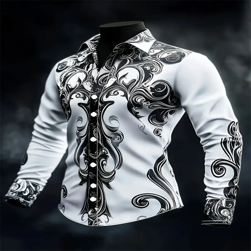 Men's Casual Long Sleeve Lapel Shirt 3D Printing Fashion Loose Comfortable Shirt Plus Size 6XL Fast Delivery