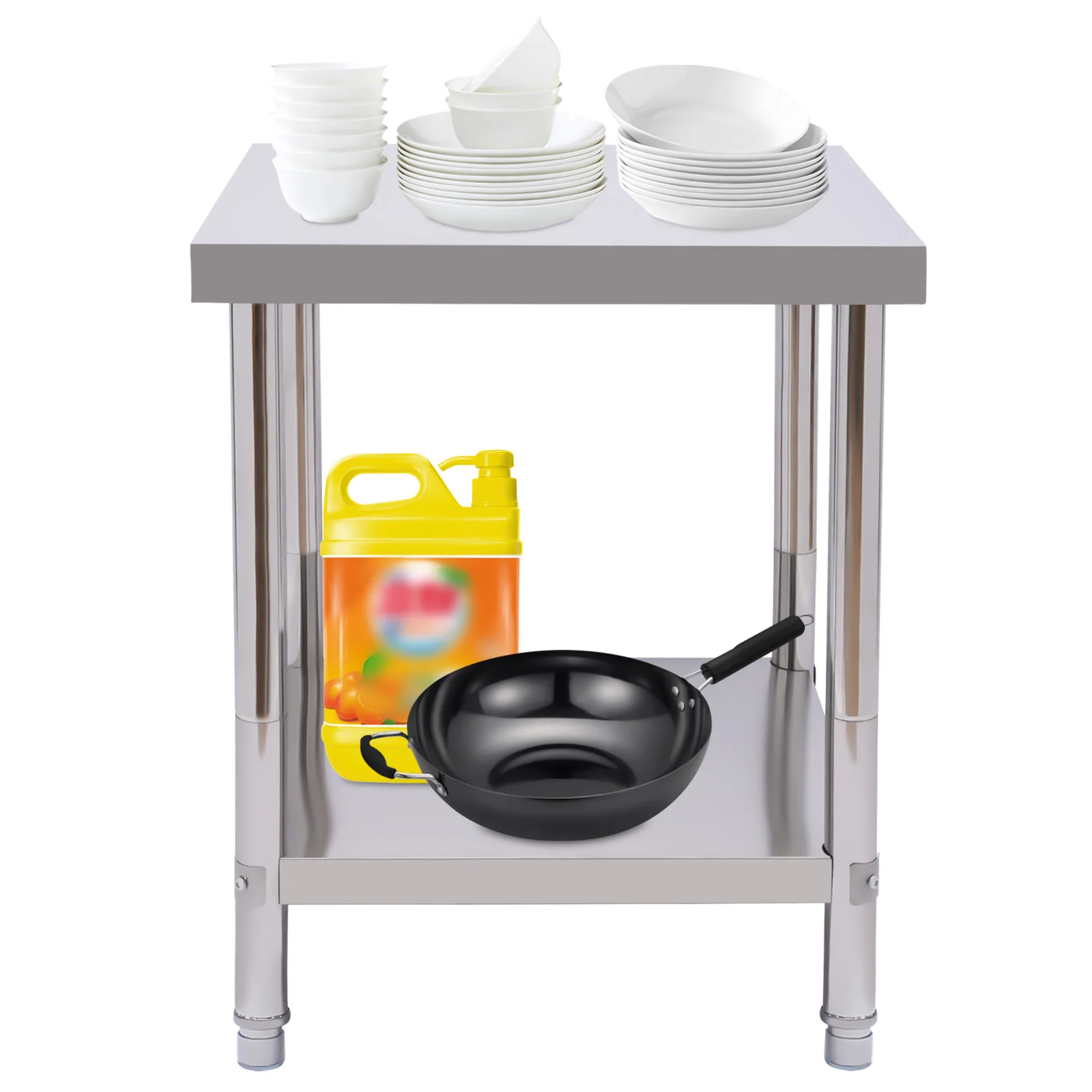 Stainless Steel Work Table 400kg/881lbs Load-bearing Food Prep Worktable with Undershelf, Durable Large Storage Shelf