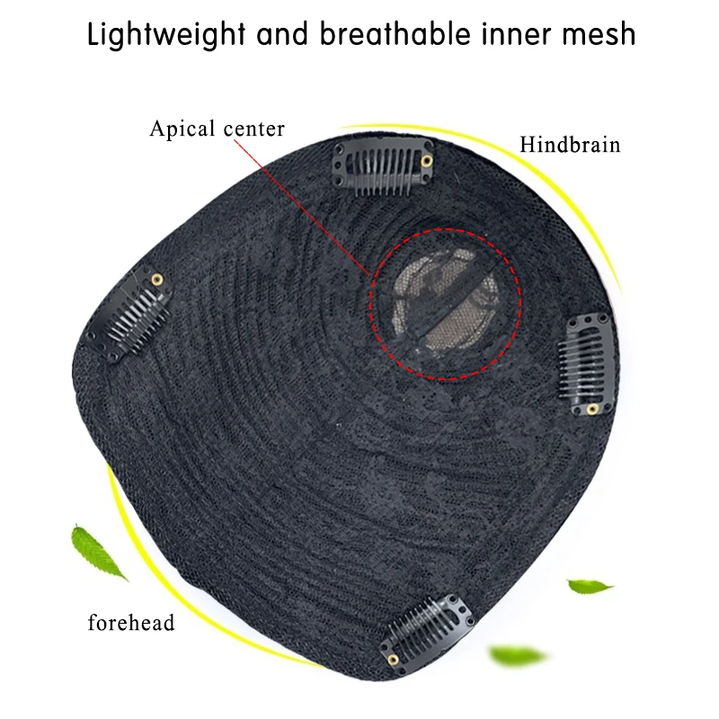 100% 人毛男性かつら黒偽カバー通気性ヘアネットベース男性クリップオンかつら効果的に薄毛をカバー