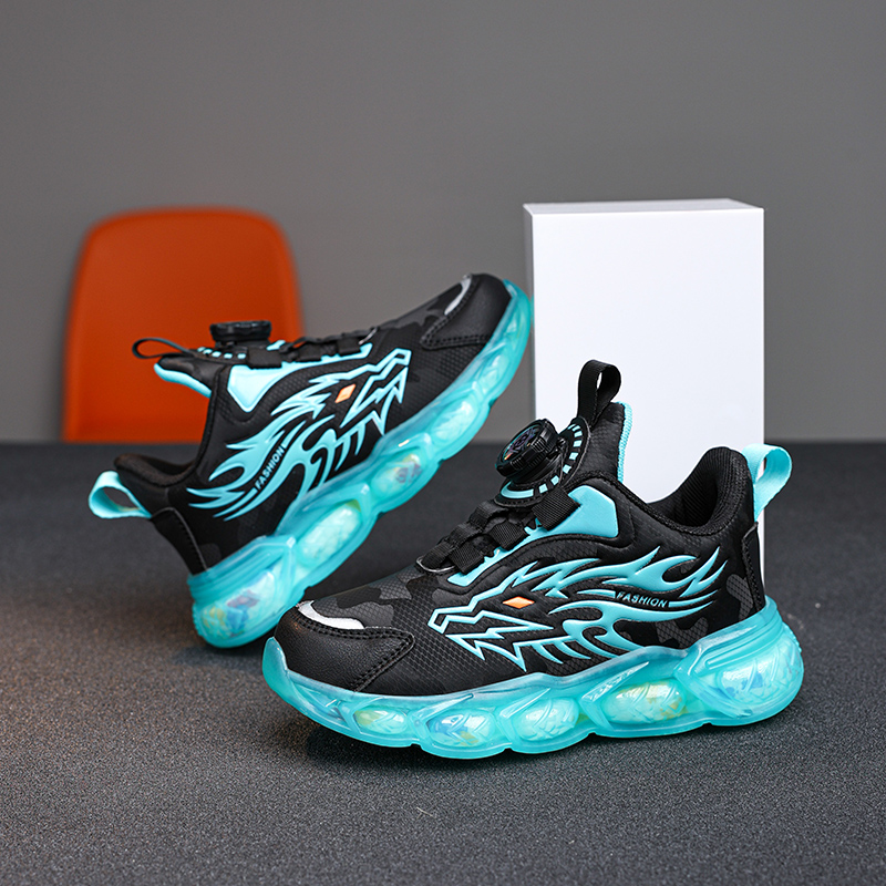 Mode Kinderschuhe Jungen Sneaker Drachen Print Kinder Sport Tennis Plattform Chunky Spring Outdoor Boy Schuhe Sneaker