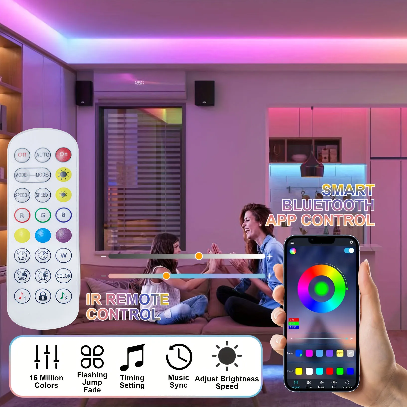 108Leds/M USB RGB Led Neon Strip Light Smart Tuya Wifi Bluetooth Diy Flexible Ribbon 5V Waterproof 1M/2M/3M/5M Neon Rope Lights