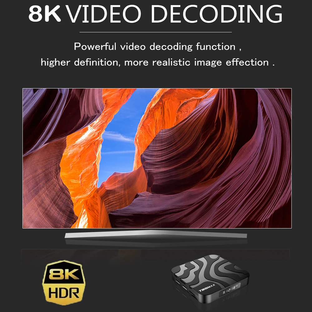 H618 Android 14 T95 Max Smart TV Box, Double Wifi, 2.4G & 5.8G, 6K, 3D Ram, 8G Rom, 128 Go, 64 Go Assistant vocal, Fast Box Media First, Nouveau