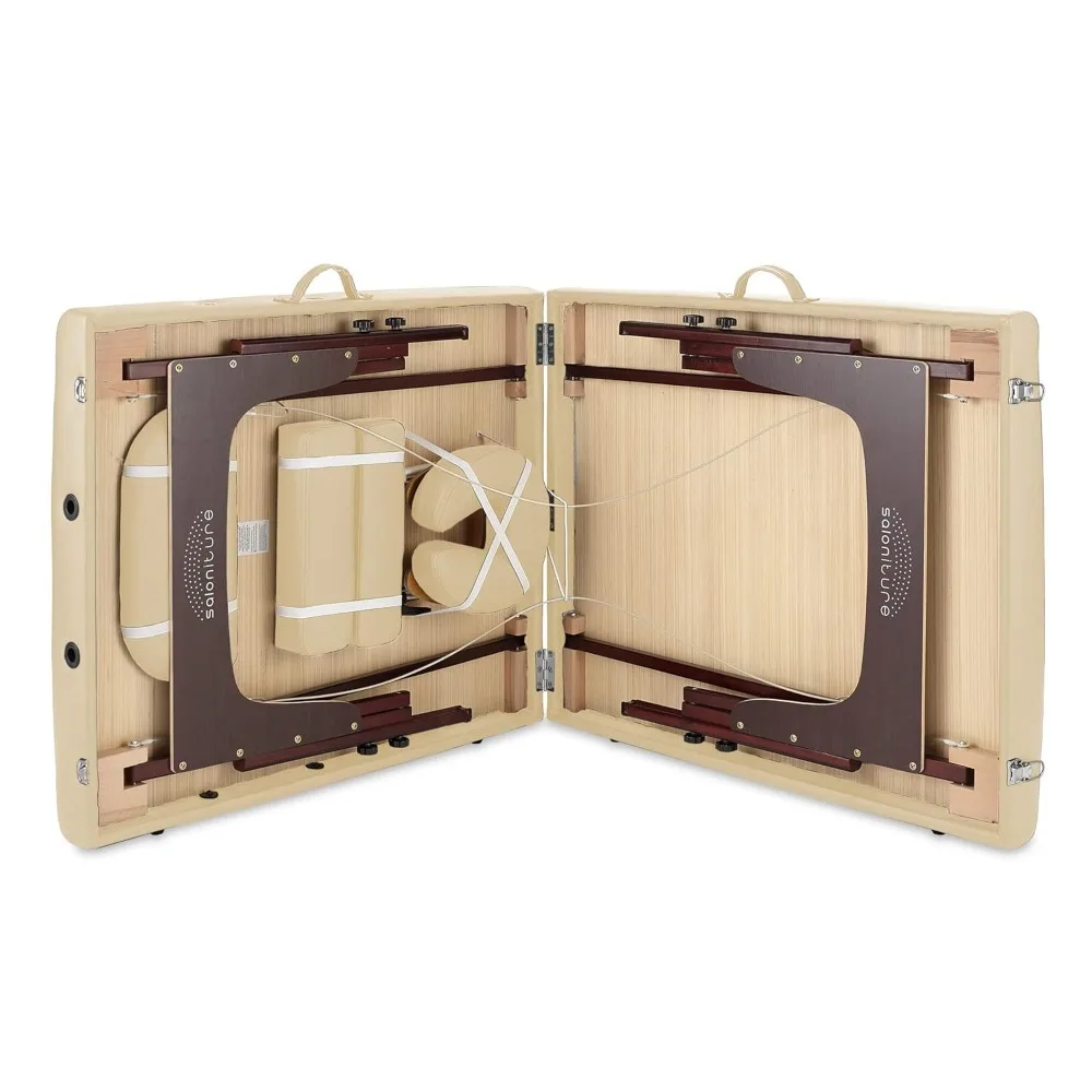 Professional Portable Lightweight Bi-Fold Memory Foam Massage Table with Reiki Panels - Includes Headrest,