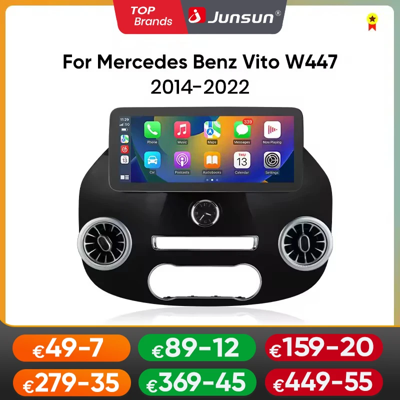 Junsun 12.3" Bezprzewodowe CarPlay Android Auto Radio do Mercedes Benz Vito W447 2014 2015-2022 4G Samochodowe Multimedialne GPS 2din autoradio